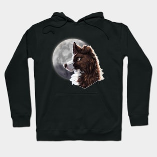 Brindle Border Collie with Night Sky Full Moon Hoodie